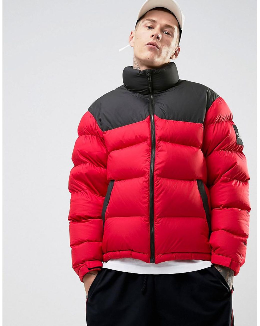 The North Face 1992 Nuptse Down Jacket 2 Tone In Red/black for Men | Lyst  Canada