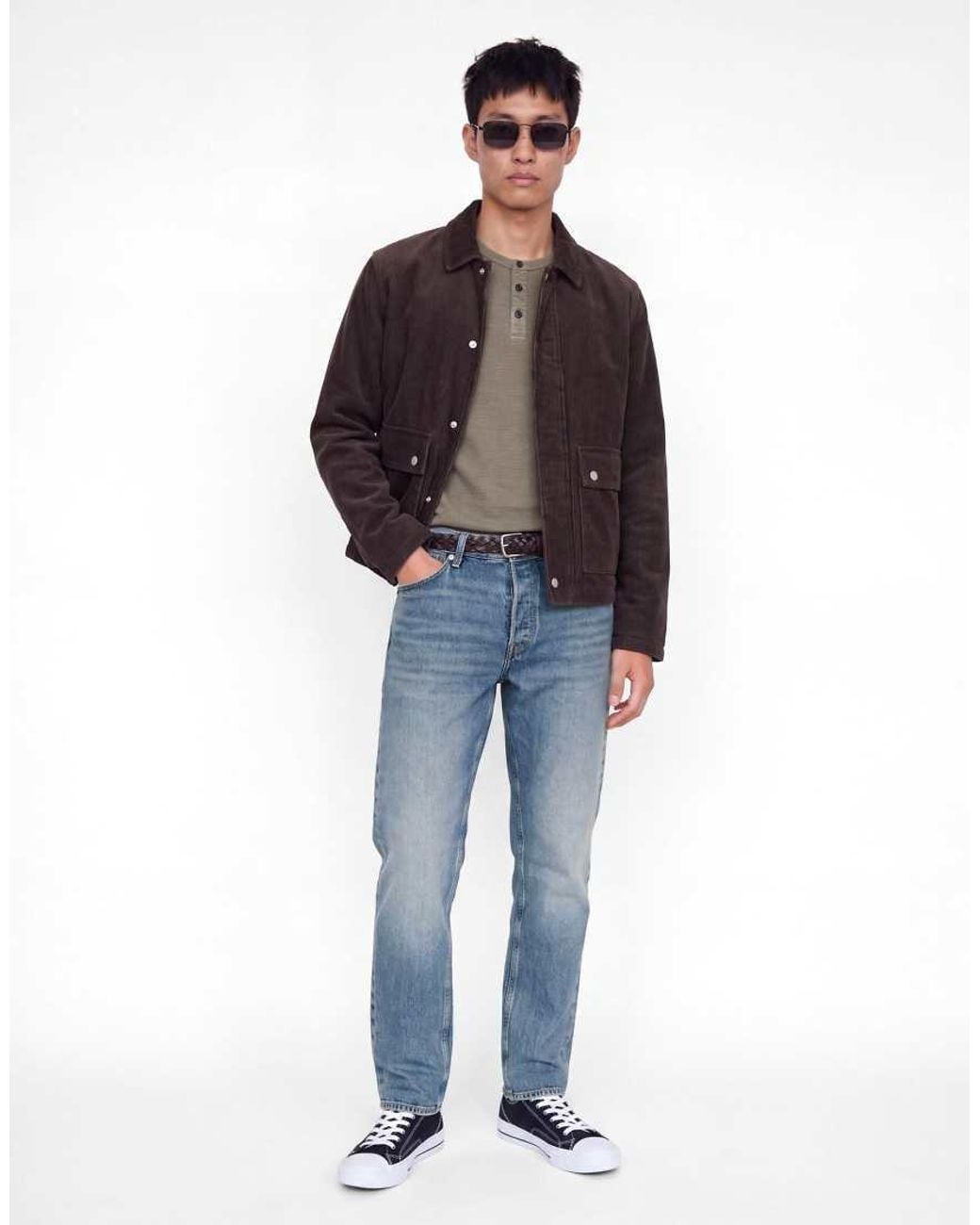 Jack & Jones Blue Clark Stonewashed Mid Waist Jeans for men