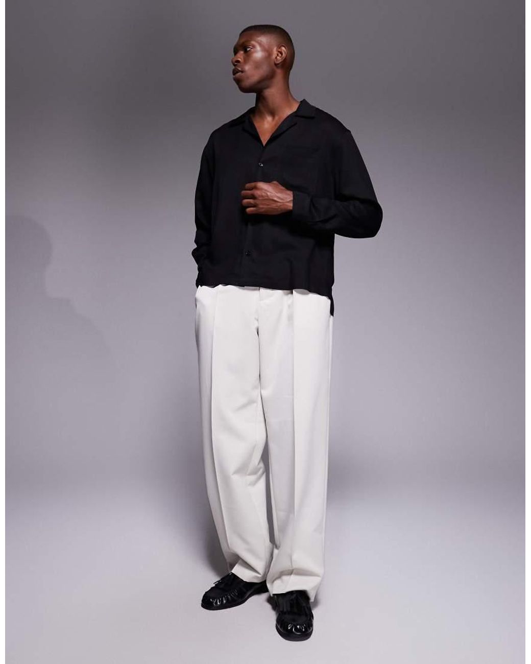 ASOS Blue Relaxed Revere Shirt for men