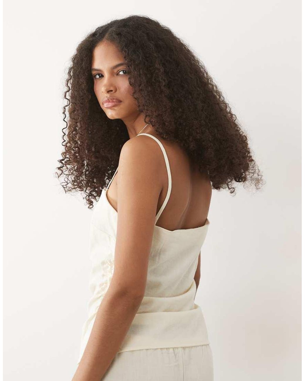 Mango Natural Riga Strappy Ruched Side Top