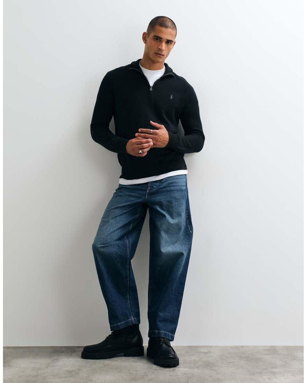 Polo Ralph Lauren Blue Icon Textured Standard Fit Quarter Zip Sweatshirt for men