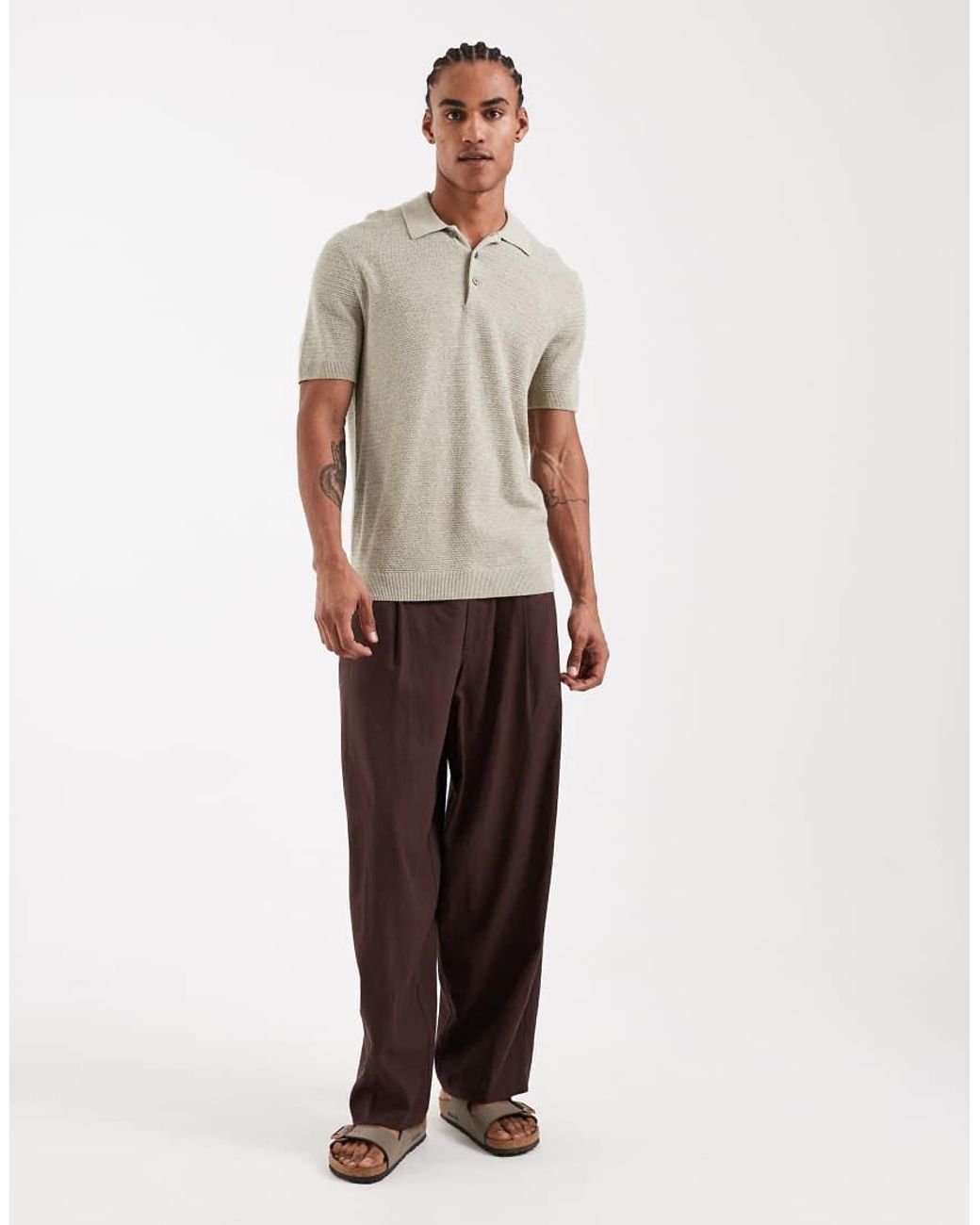 Jack & Jones Gray Premium Knitted Polo for men