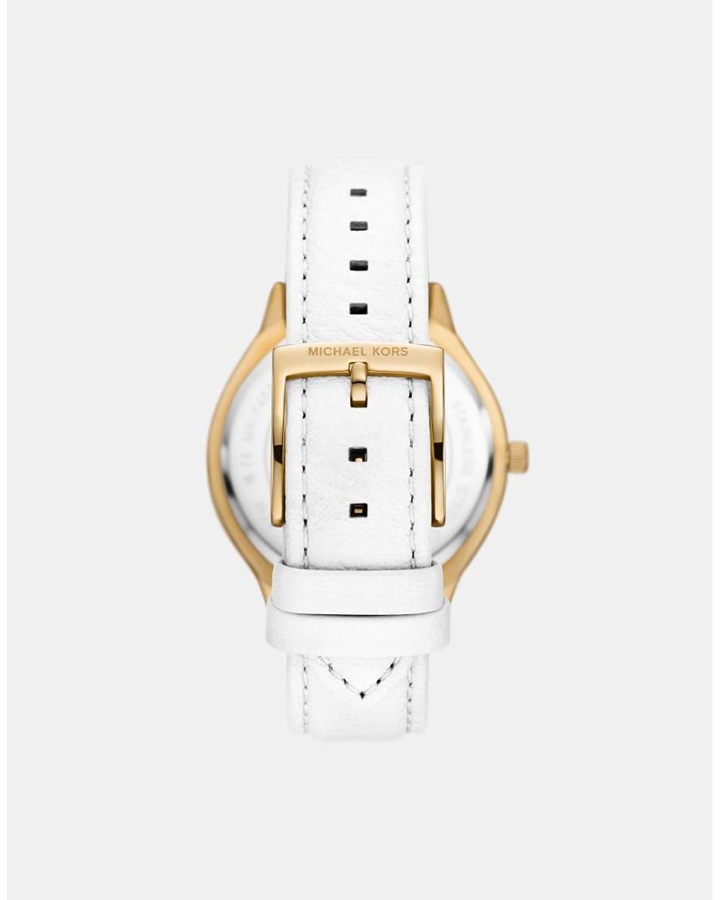 Michael Kors Metallic Slim Runway Three-Hand Leather Watch