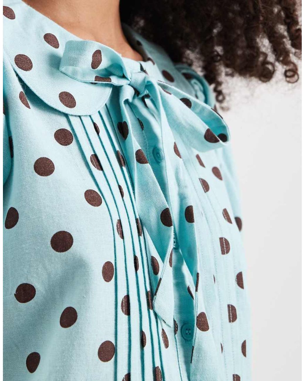 Neon Rose Blue Lias Puff Sleeve Blouse