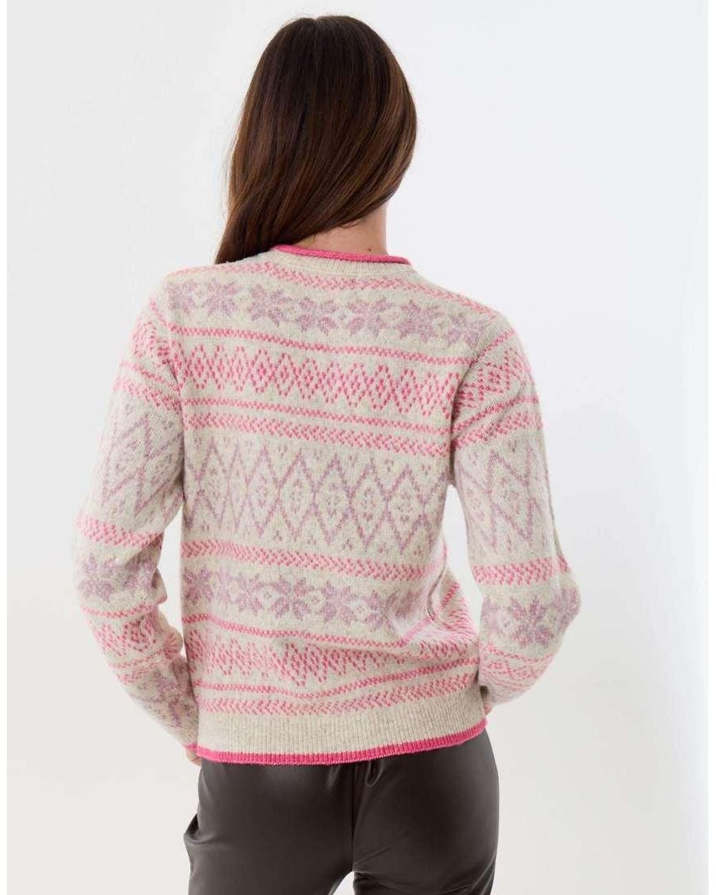 Threadbare Pink Snowflake Fairisle Knitted Christmas Jumper