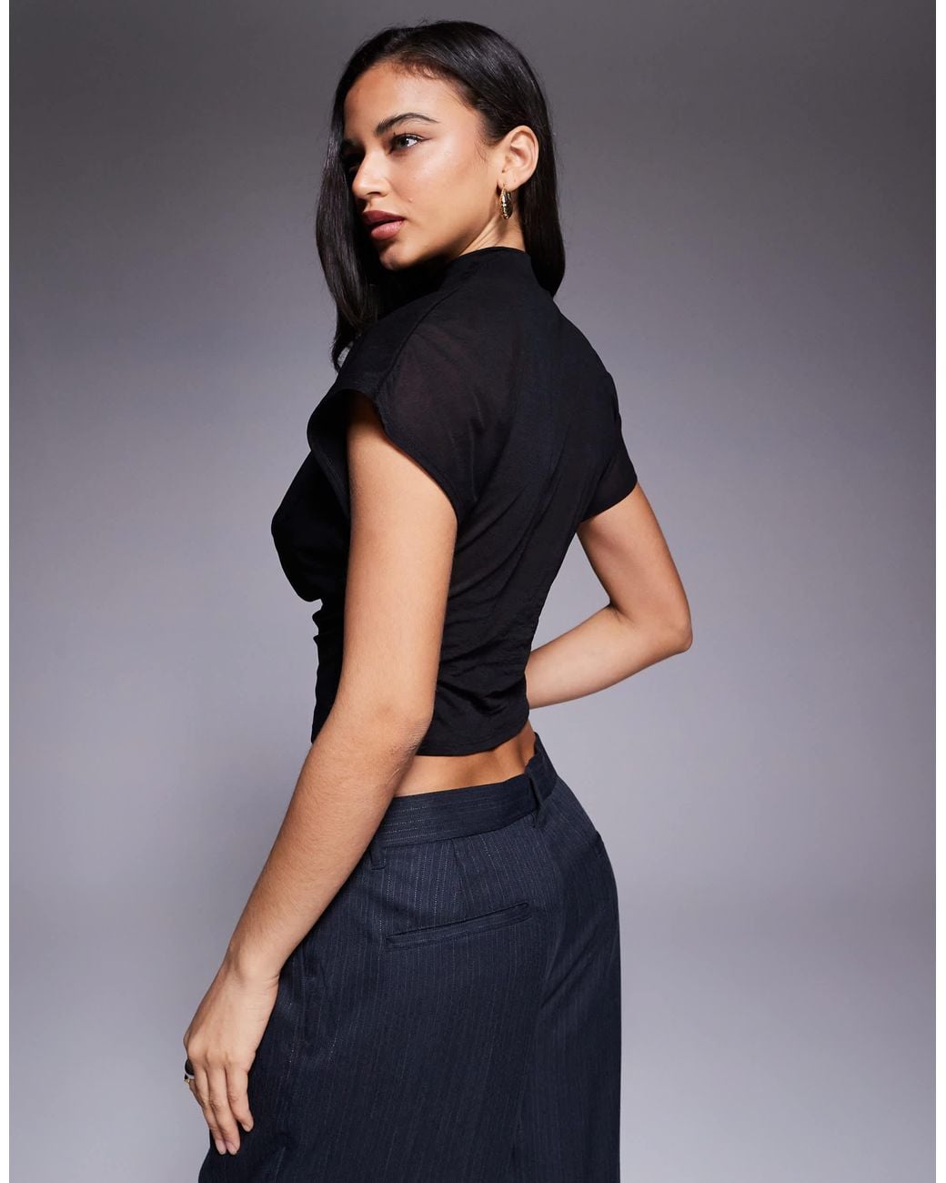 ASOS Blue Drape Cowl Top