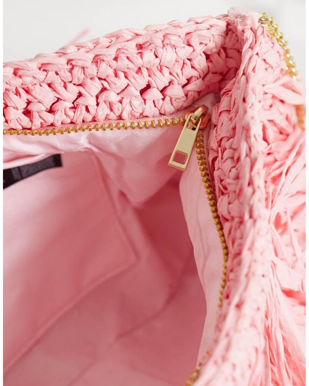 ASOS Pink Raffia Tassel Clutch Bag