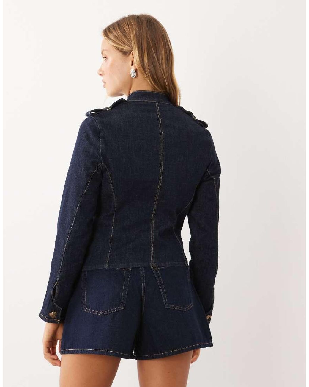 Mango Blue High Neck Denim Utility Jacket