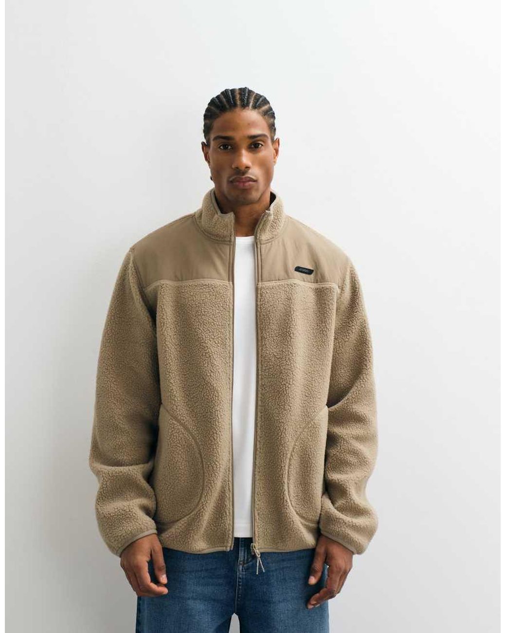 JJ Rebel Natural Borg Fleece Jacket for men
