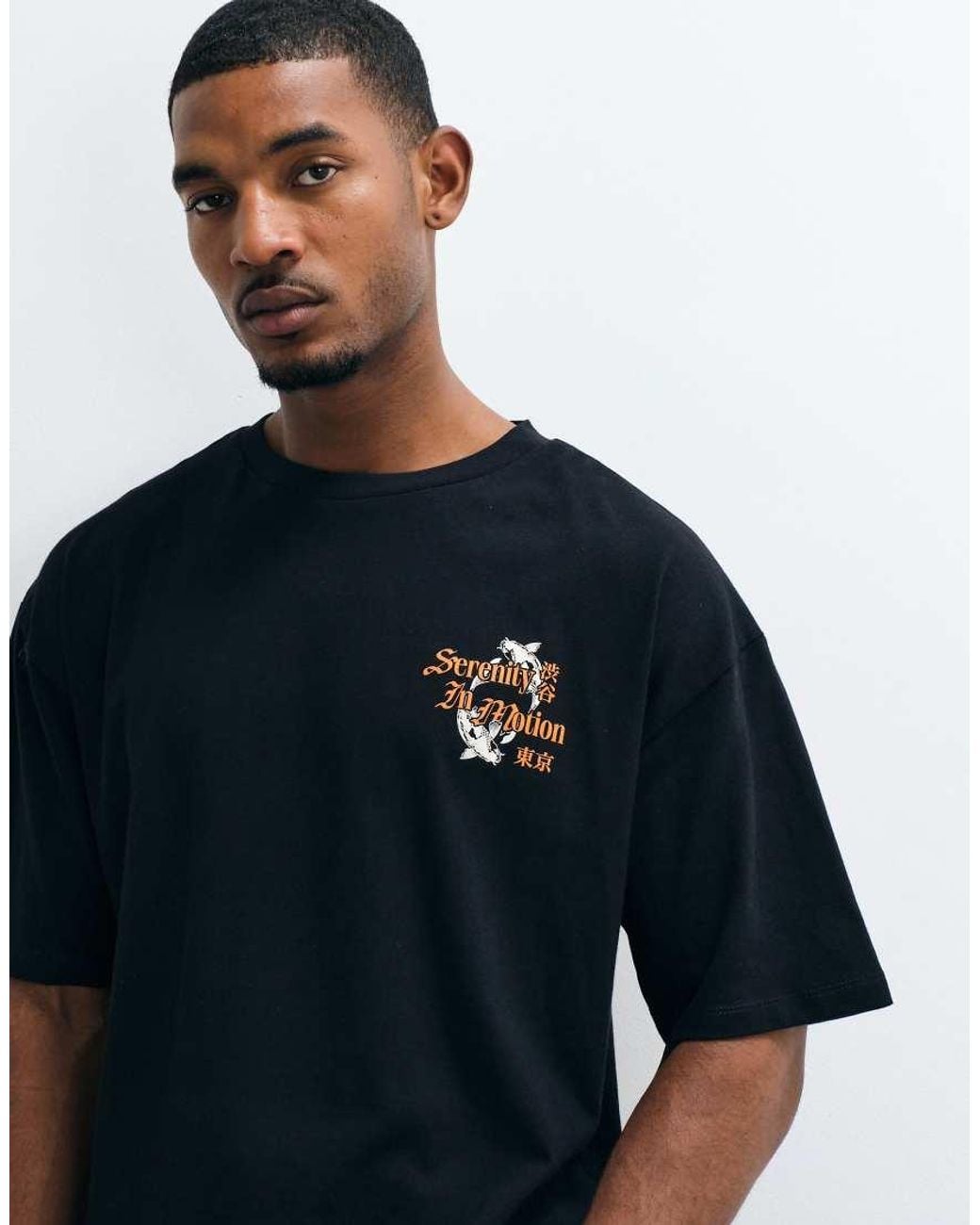 ASOS Black Boxy Oversized T-Shirt With Floral Back Graphic for men