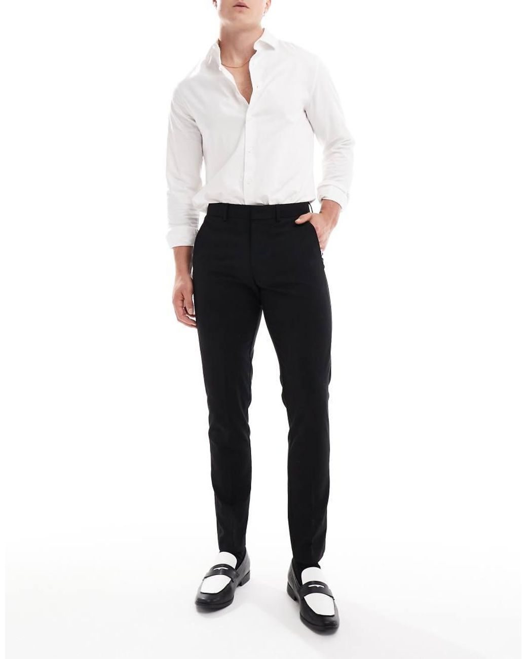ASOS Gray New Skinny Tuxedo Trousers for men