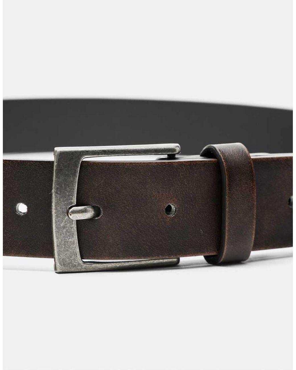 Pull&Bear White Distressed Leather-effect Belt for men