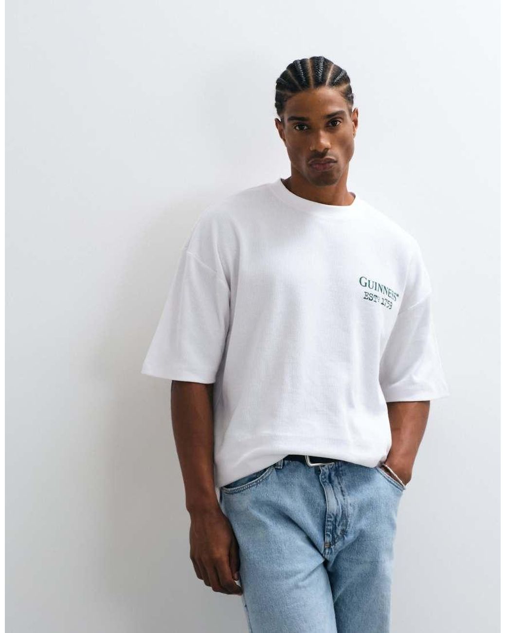 ASOS Gray Oversized Tee With Guinness Print for men
