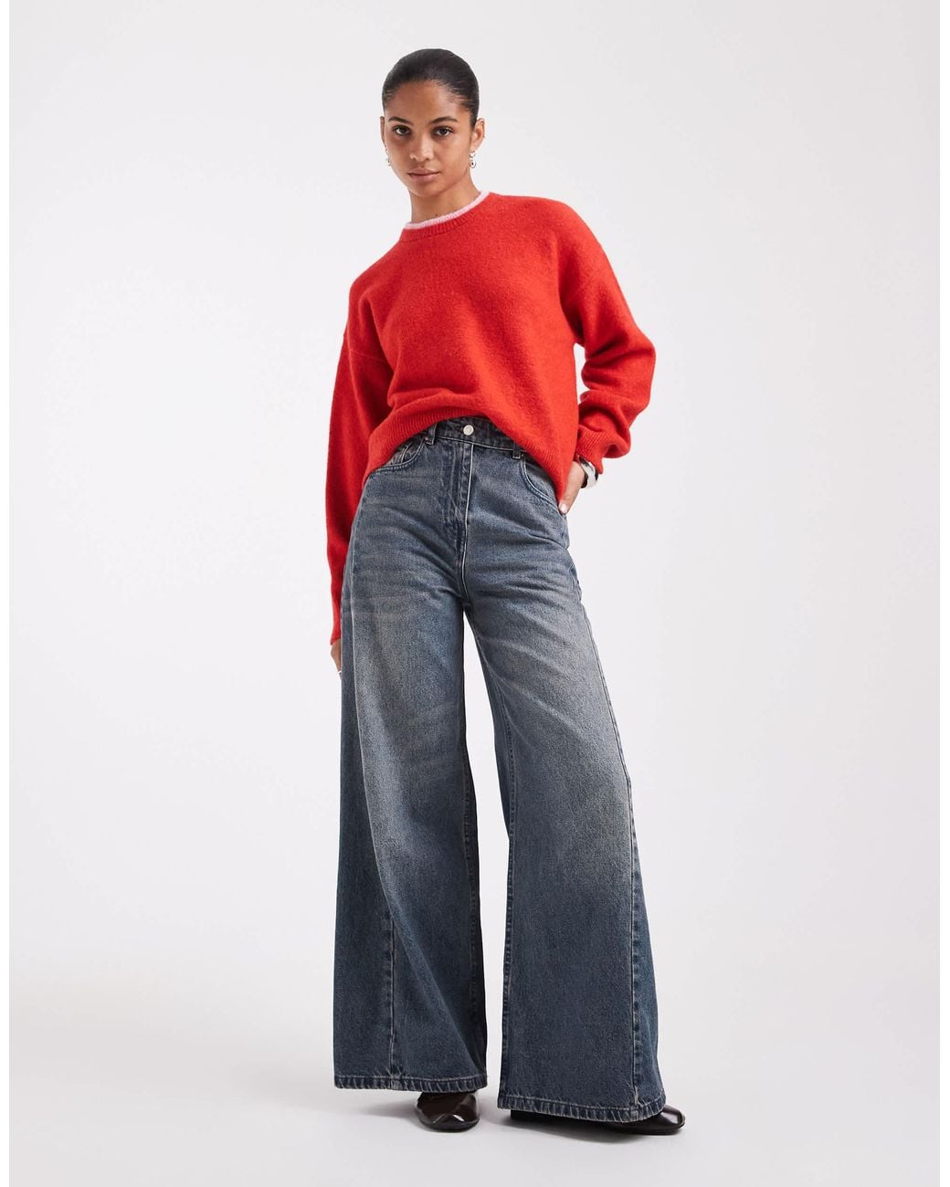 ASOS Red Knitted Crew Neck Jumper