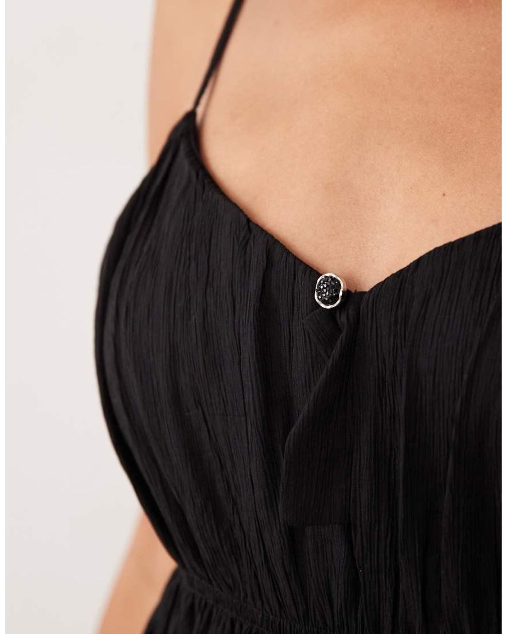 Vila Black Ruched Woven Cami Maxi Dress