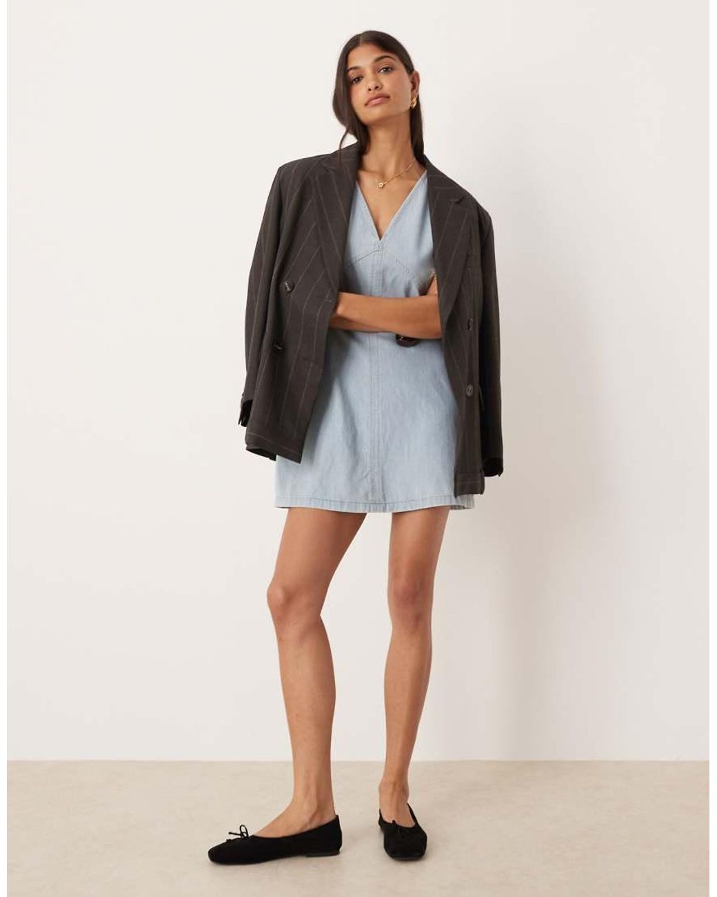 ASOS Blue Denim A Line Swing Mini Dress