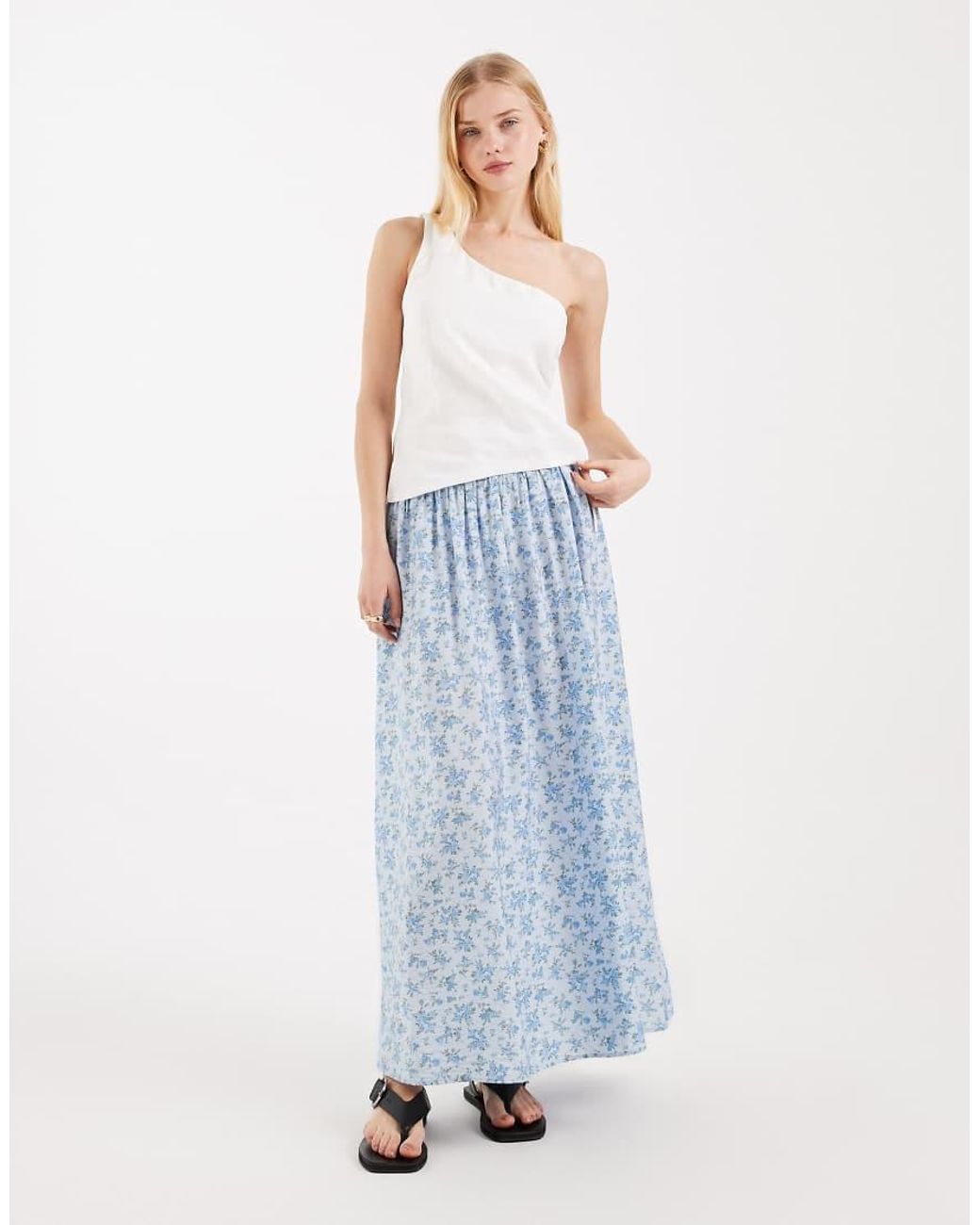 Vero Moda Blue Full Woven Midi Skirt
