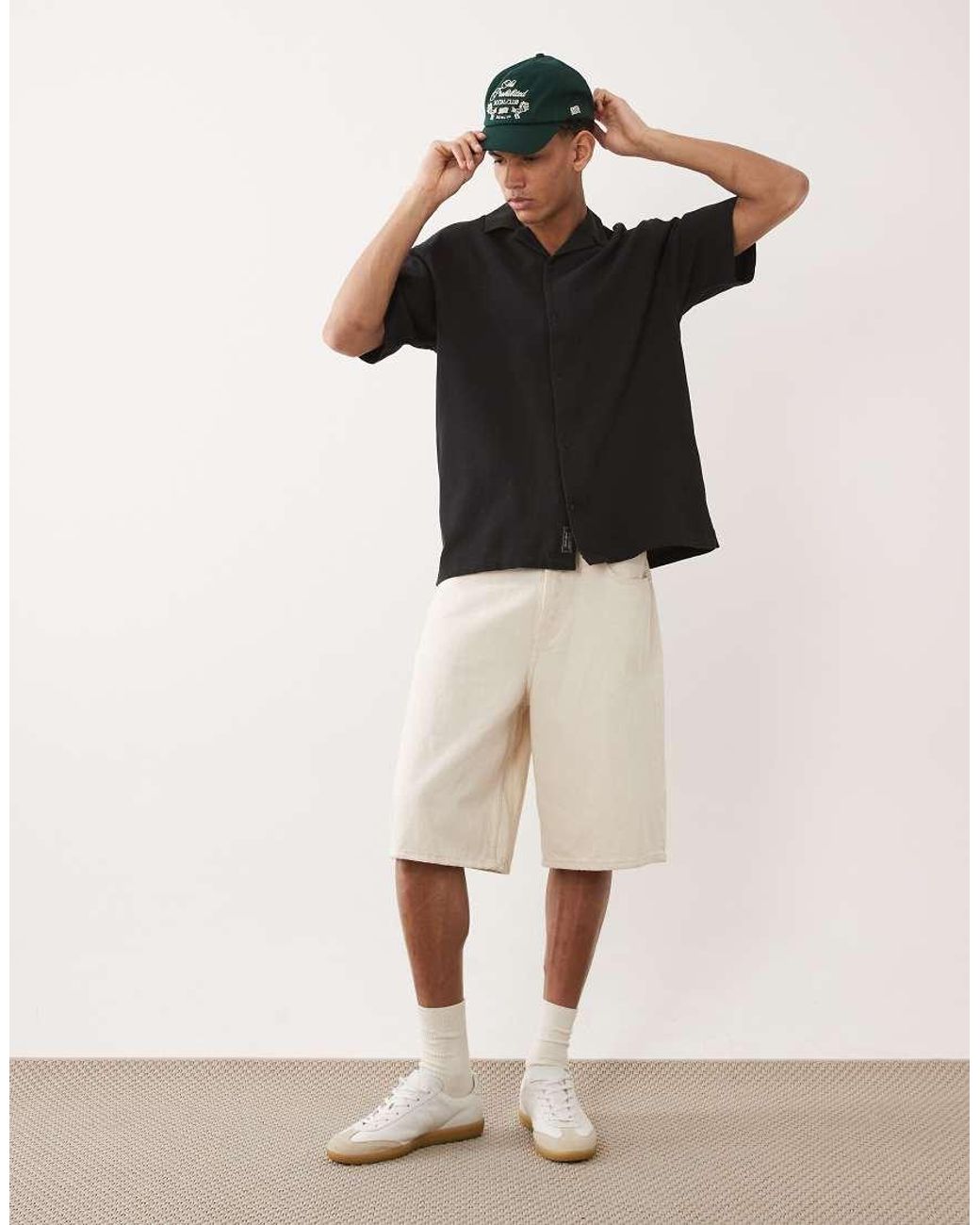 Jack & Jones Black Waffle Short Sleeve Shirt for men