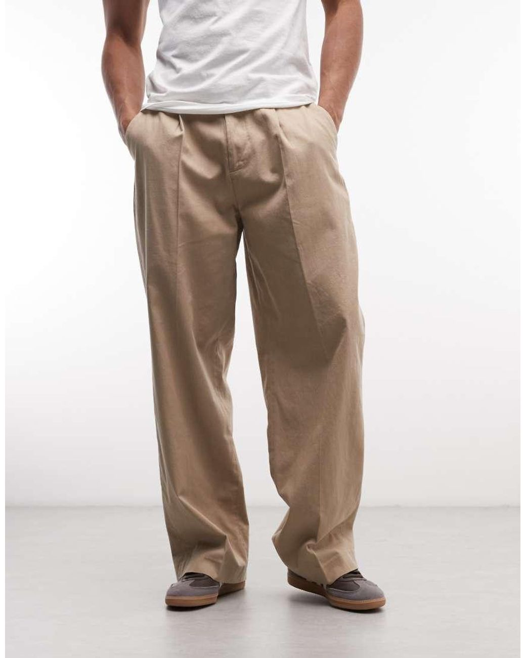 AllSaints Natural Midas Pleated Trousers for men