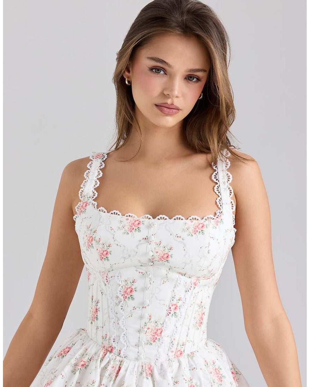 House Of Cb White Sade Stretch Cotton Mini Dress