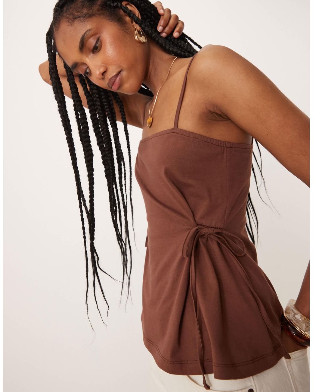 ASOS Brown Cinched Tie Side Cami