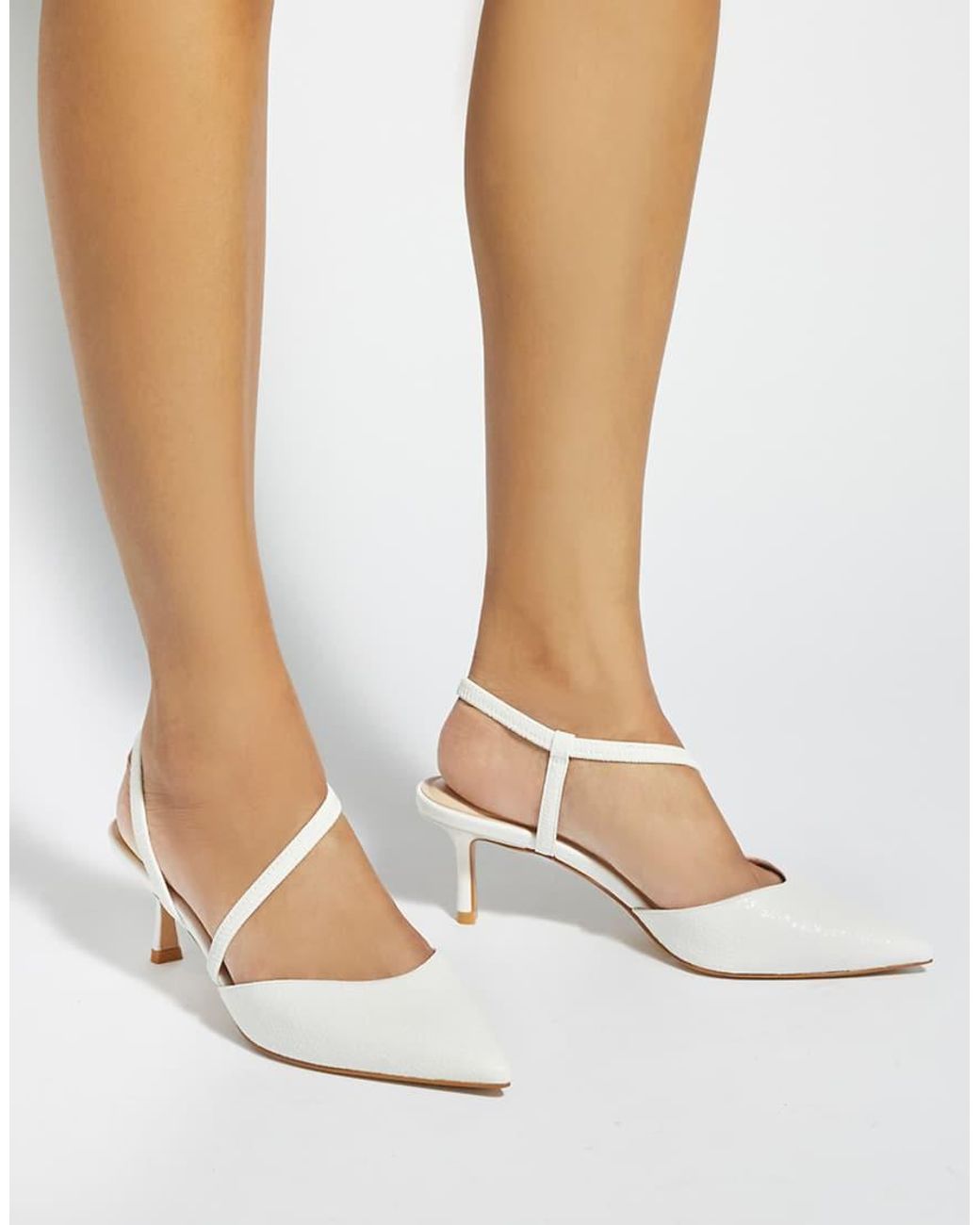 Dune White Charming Court Shoes