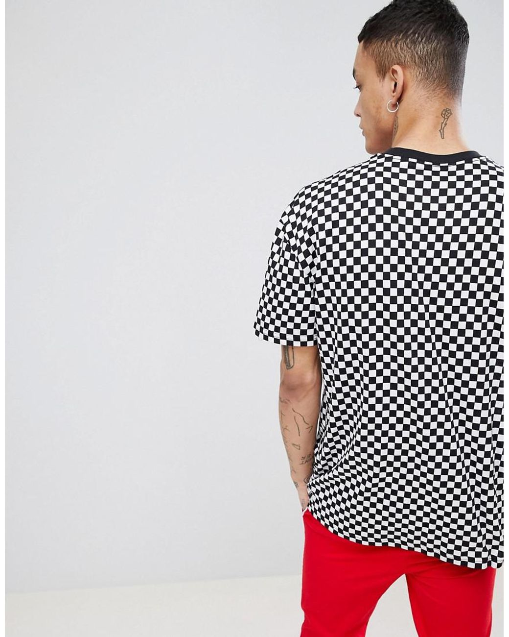 T-shirt oversize motif damier exclusivité ASOS Vans pour homme en coloris  Noir | Lyst