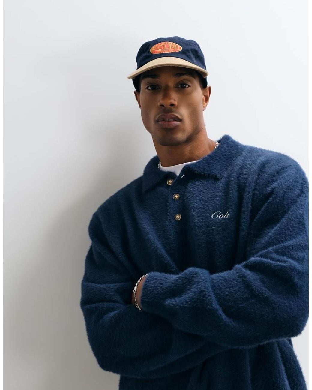 Colt MCR Blue Colt Aegean Relaxed Fit Long Sleeve Knitted Polo Shirt for men