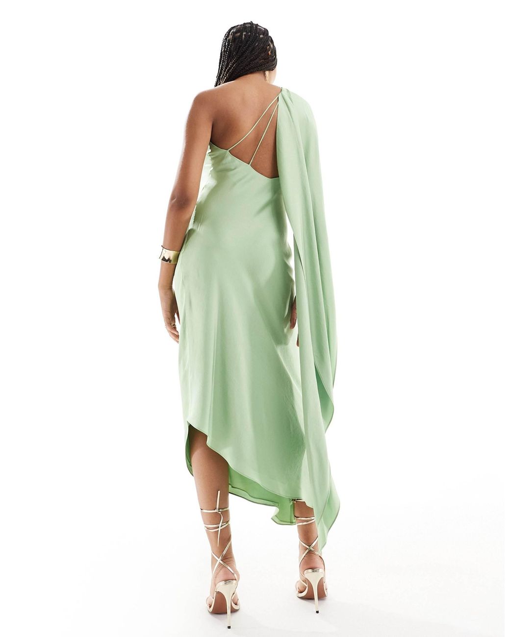green emerald velvet dress Sage Green Ankle Length Lace Prom Dress with Bubble Sleeves main image 0