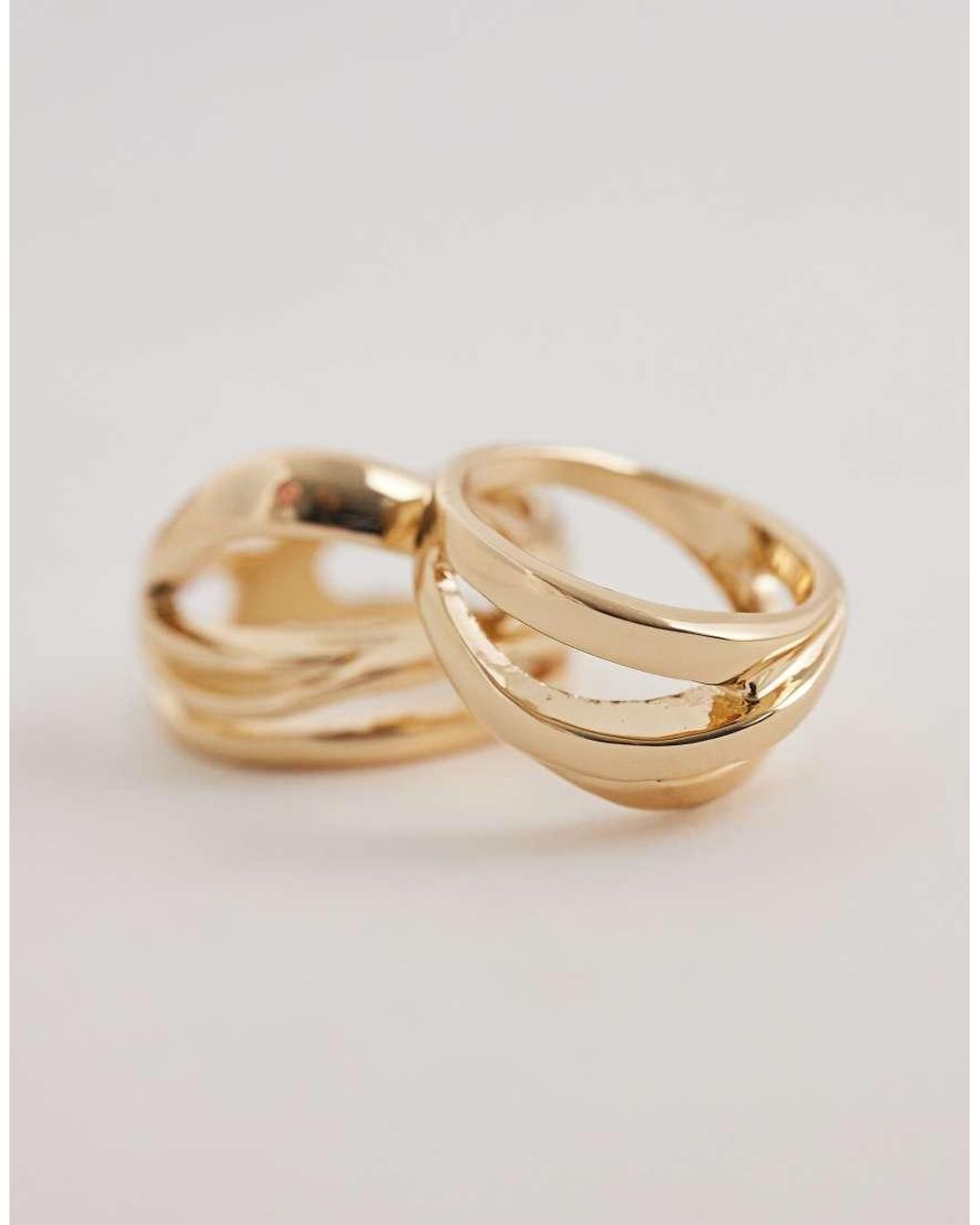 ASOS Natural Pack Of Abstract Rings