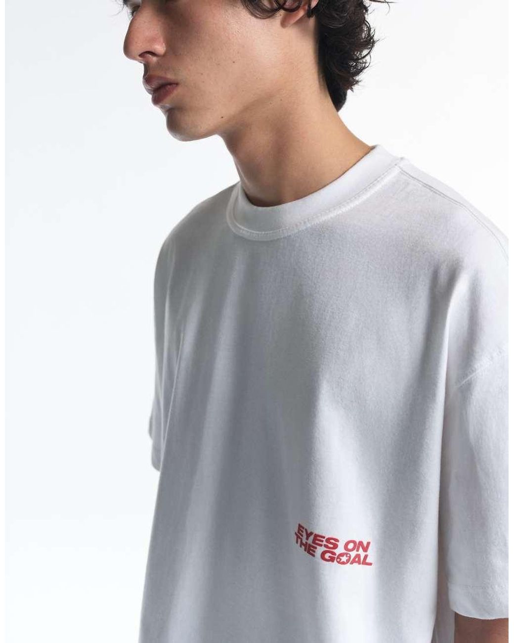Pull&Bear White Stwd Red Star T-shirt for men