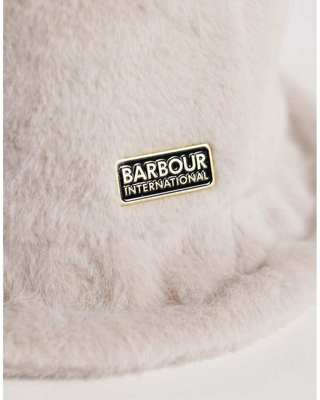 Barbour White Cyrus Faux Fur Bucket Hat