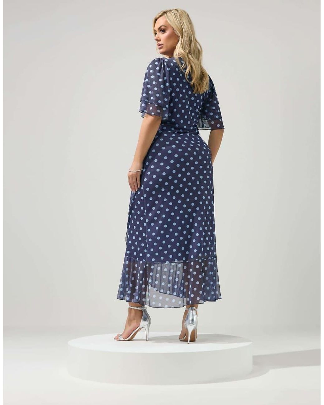 Yours Clothing Blue Polka Dot Wrap Dress