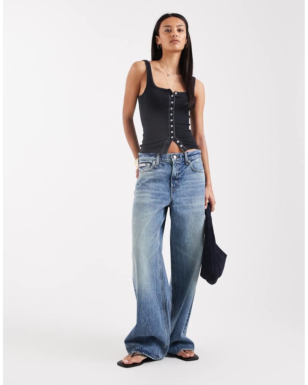 Free People Black End Game Pointelle Tank Top