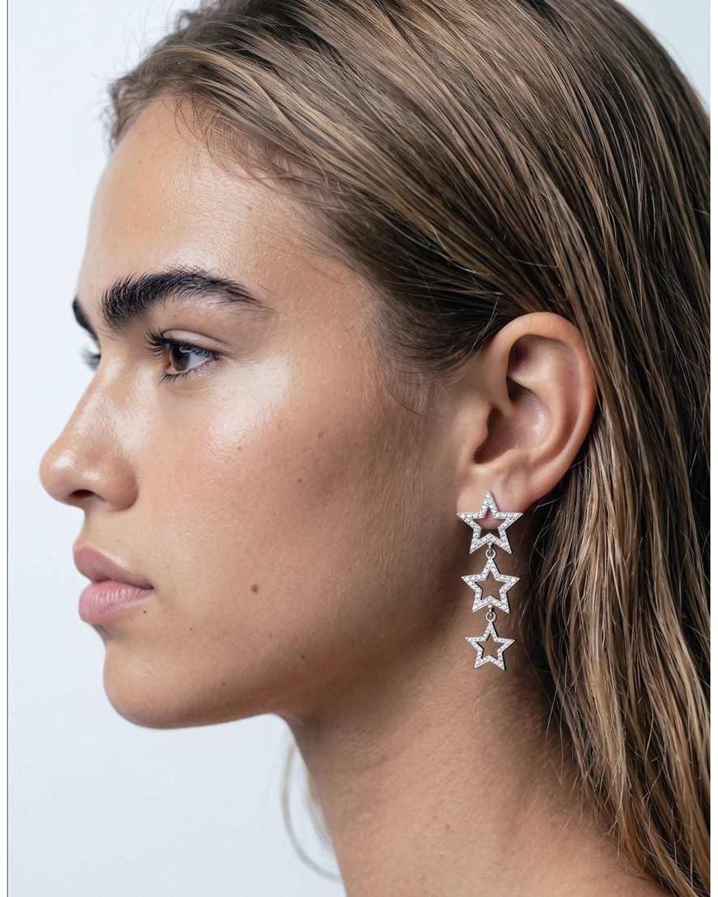 Accessorize White Gradual Metal Star Drop Earrings