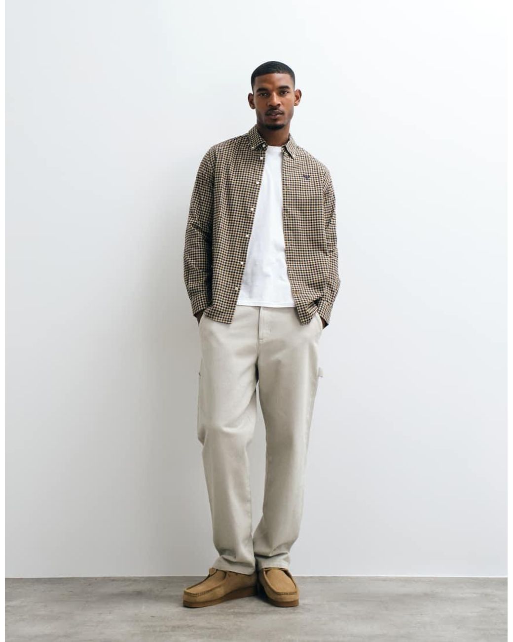 Barbour Gray Finkle Long Sleeve Tailored Gingham Check Shirt for men