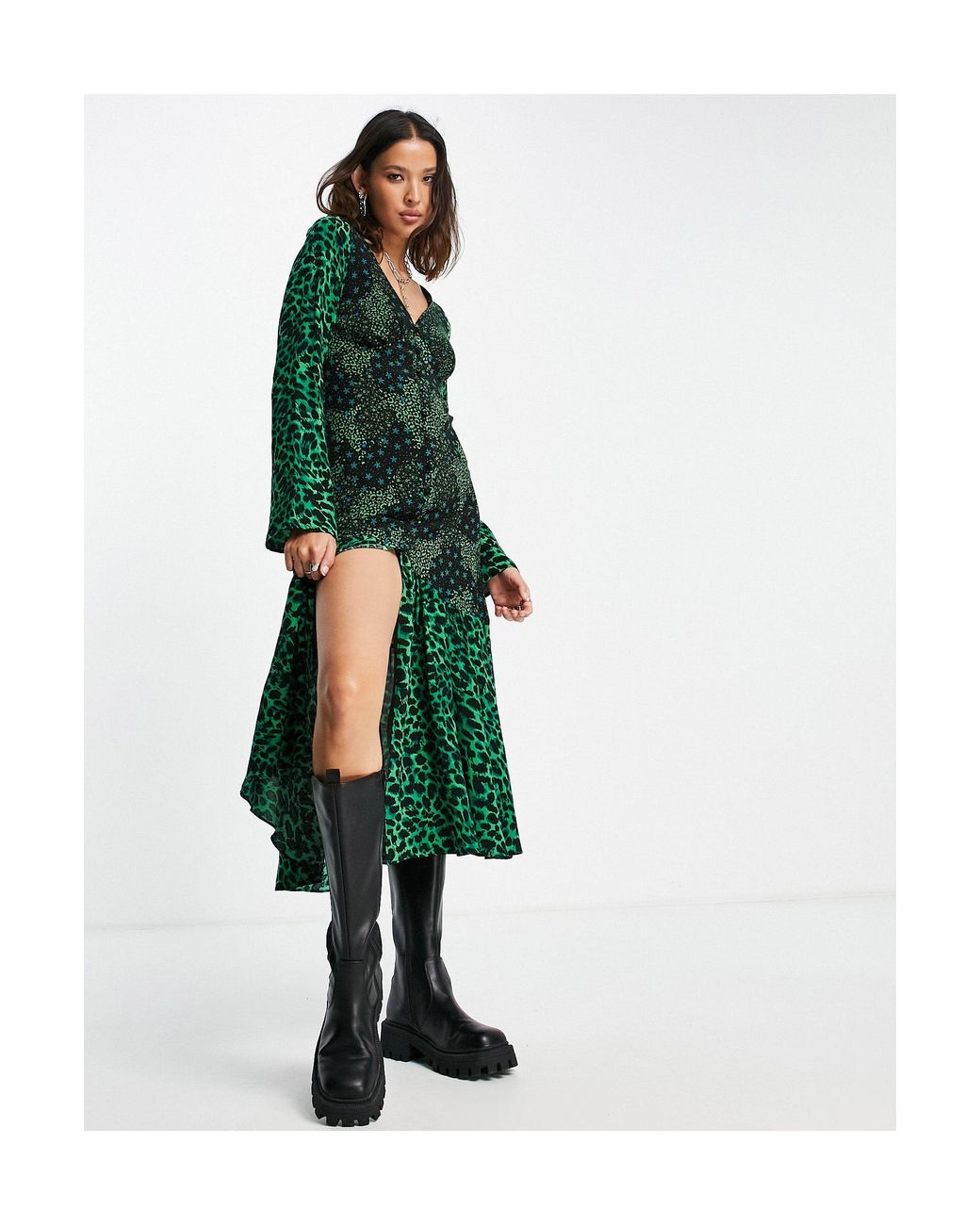 Printed button hotsell midi dress topshop