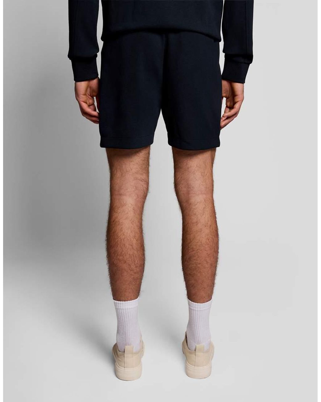 Lyle & Scott Blue Mid Bottoms Pique Track Short for men