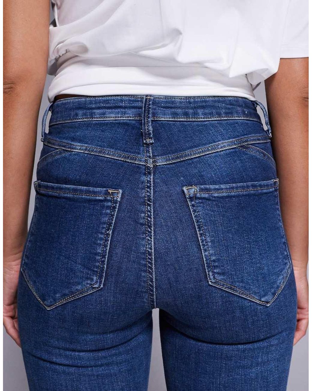 River Island Blue Mid Rise Sculpt Skinny Jeans