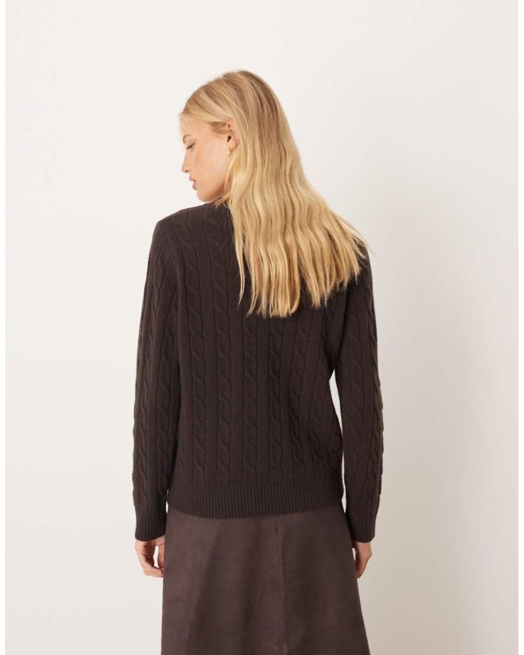 Gant Brown Pure Lambswool Cable Knit Jumper