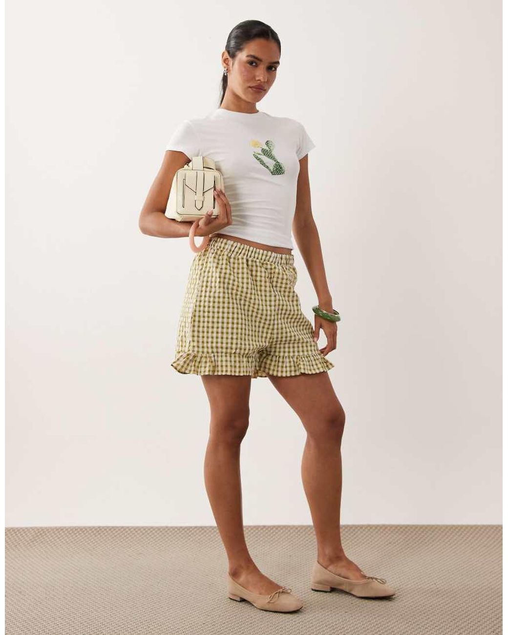 Miss Selfridge Natural Ruffle Mini Short Co-ord