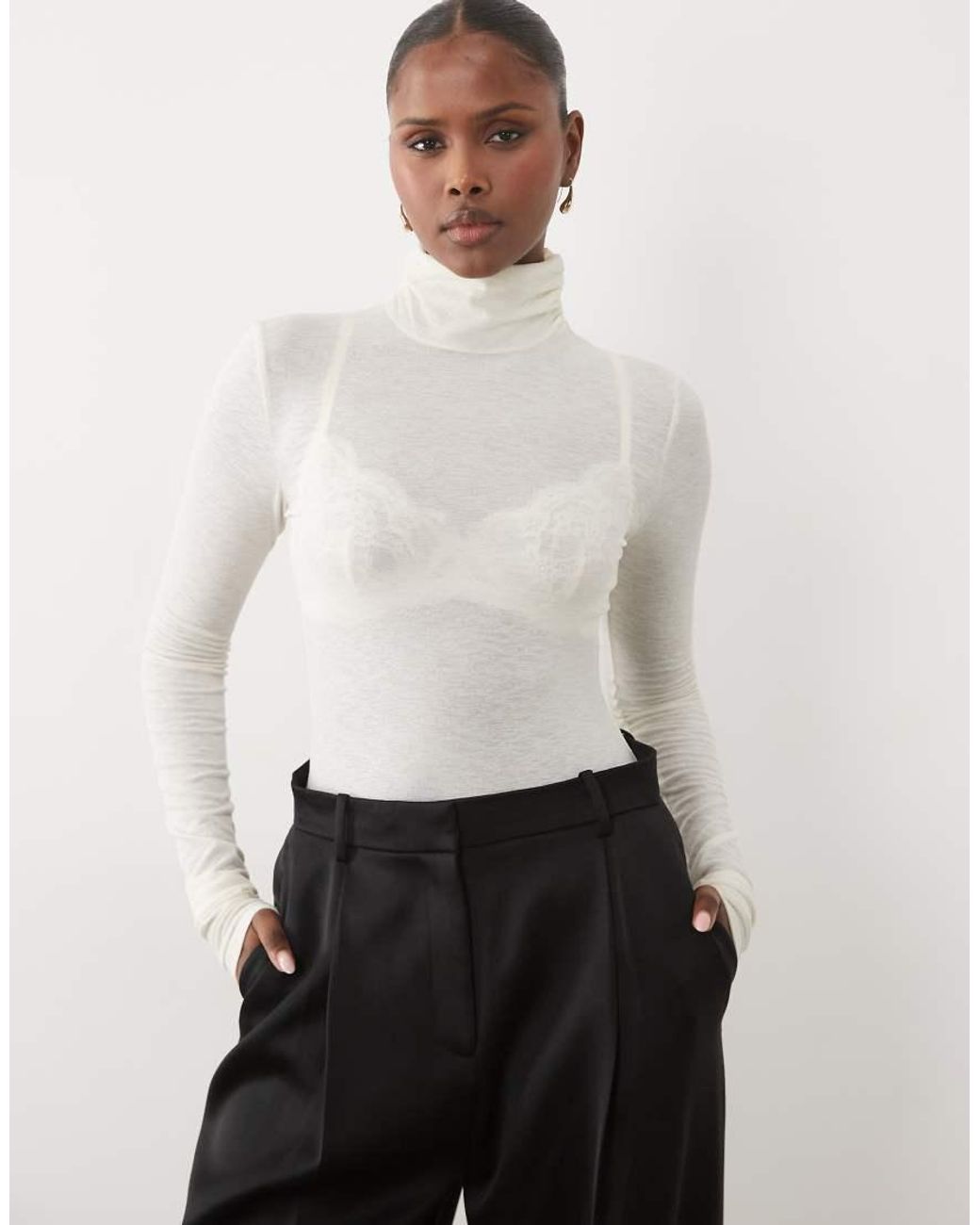 Noughts & Kisses White Sheer High Neck Top