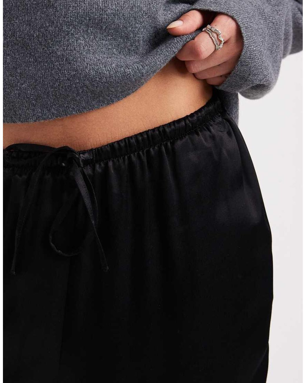 ASOS Gray Satin Wide Leg Pull On Trouser