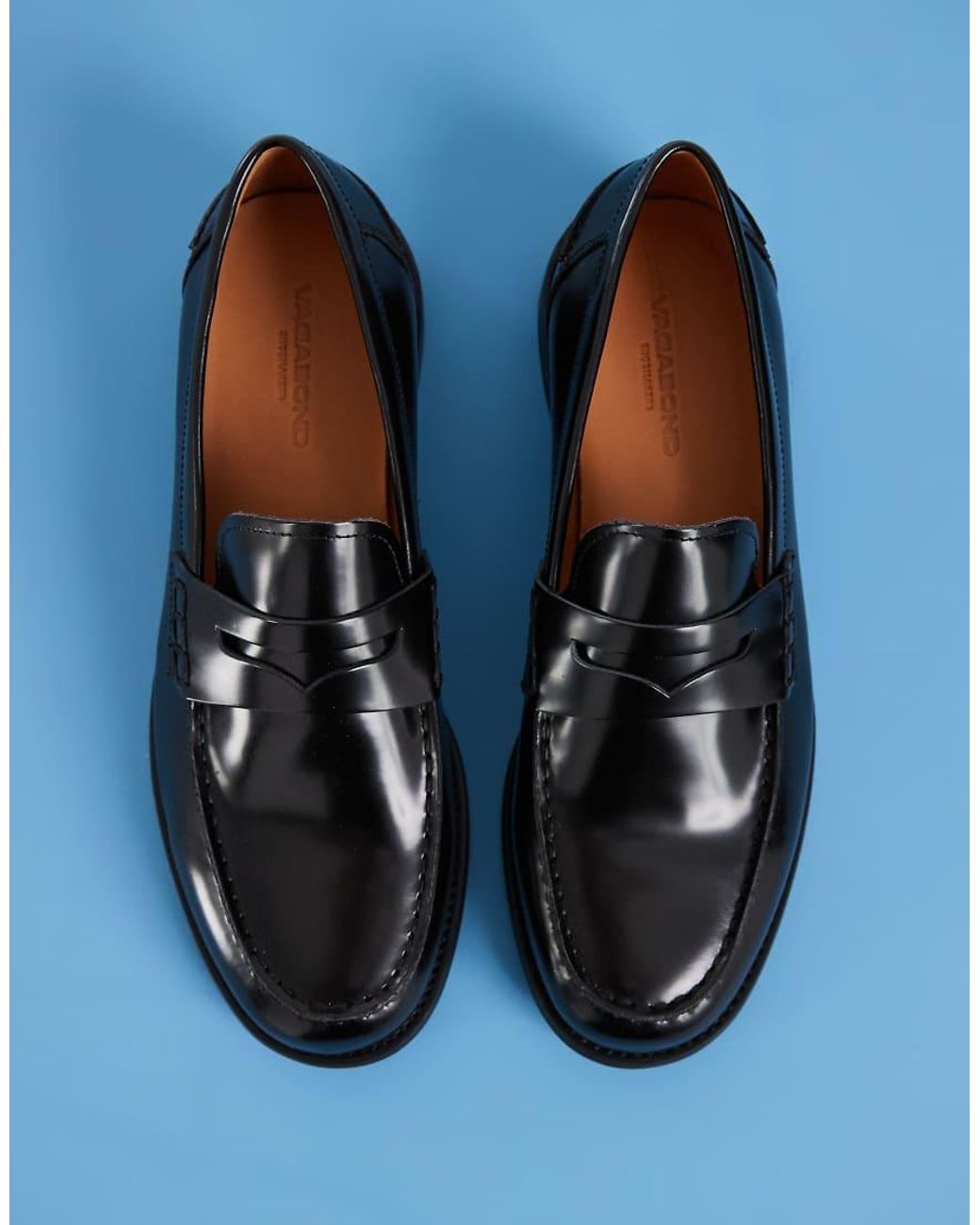 Vagabond Blue Steven Slim Leather Penny Loafers for men