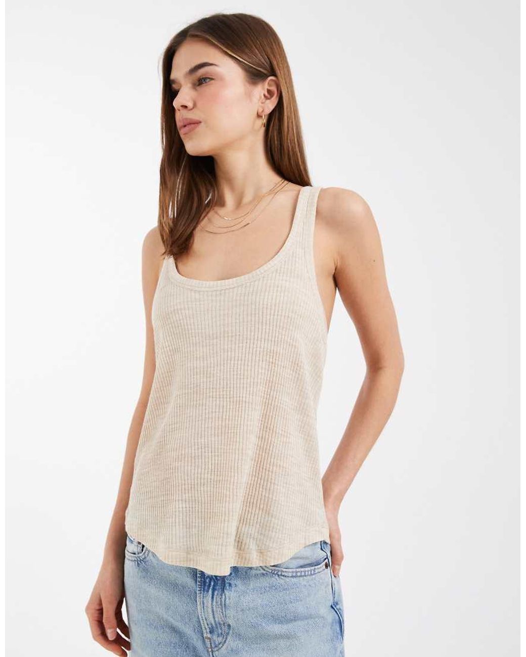 ASOS White Sheer Rib Scoop Neck Vest