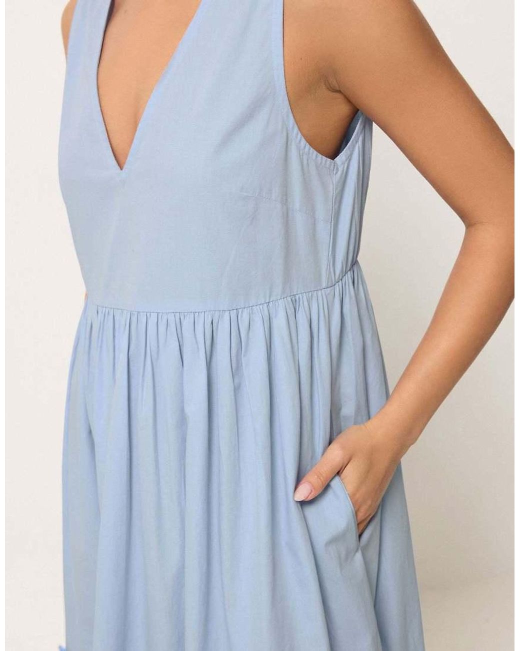 PixieGirl Blue Petite Frill Tiered Maxi Dress