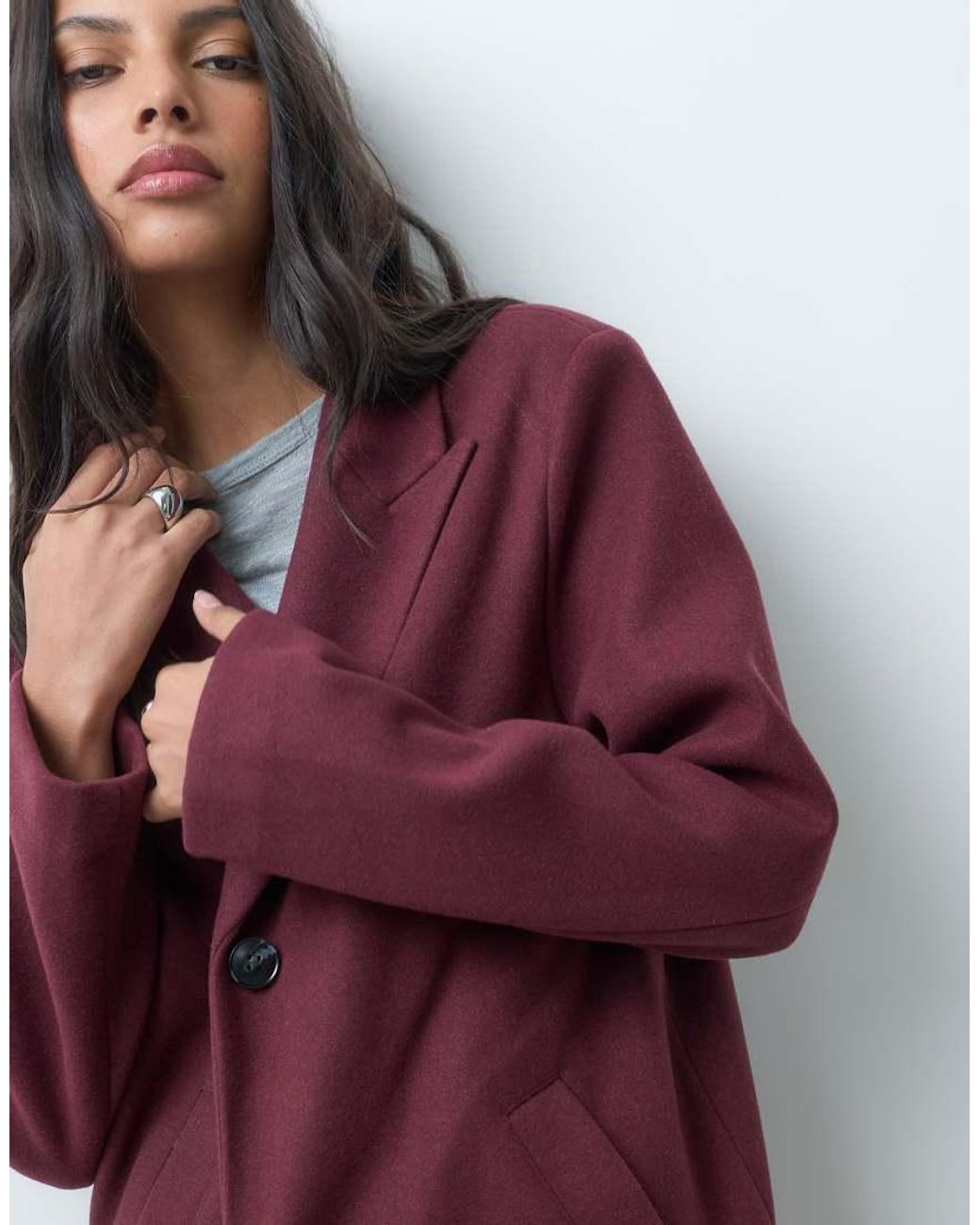 ASOS Red Single Breasted Throw On Overcoat