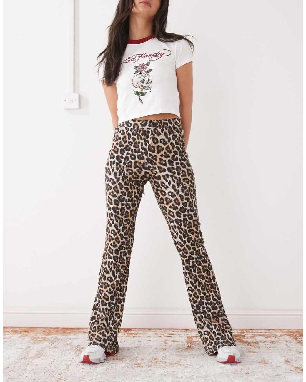 Noisy May Black Flare Ribbed Pants