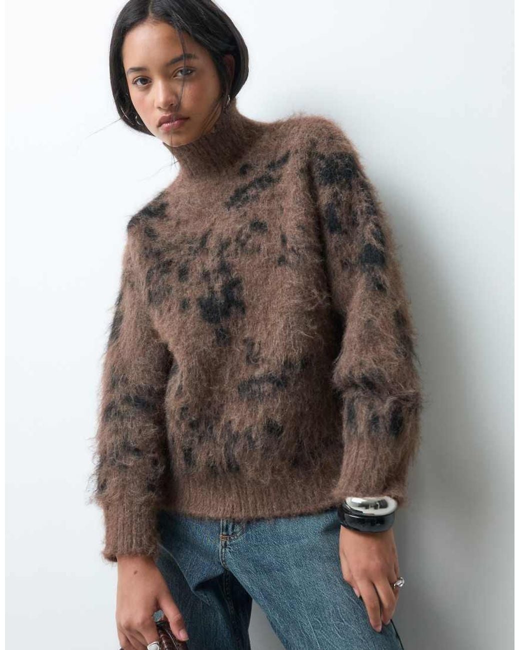 ASOS Brown Funnel Neck Jumper