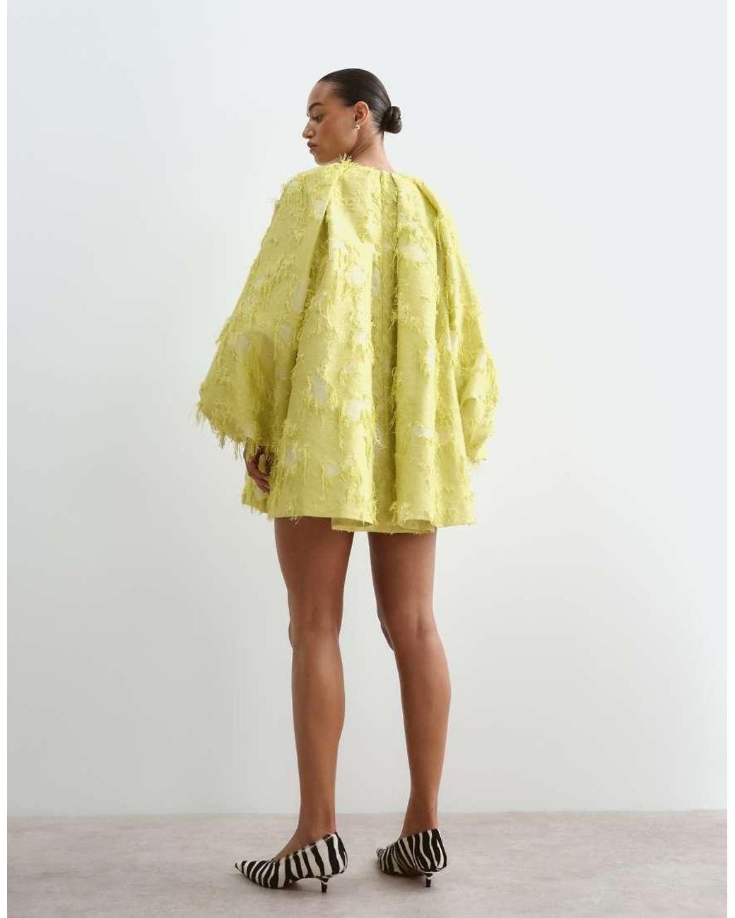 ARRANGE Yellow Textured Long Sleeve Mini Dress
